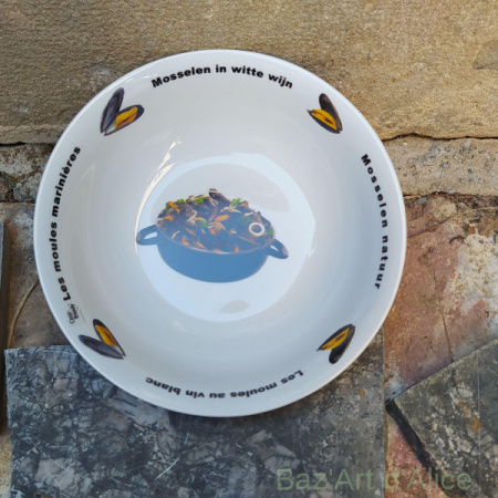 saladier décor Moules diam. 23cm